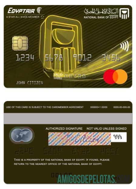 Banco Nacional do Egito do Egito Egyptair Mastercard modelo